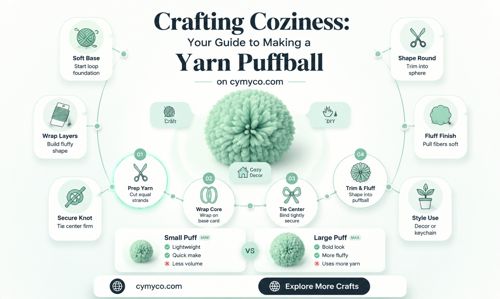 how to make a puffball out of yarn