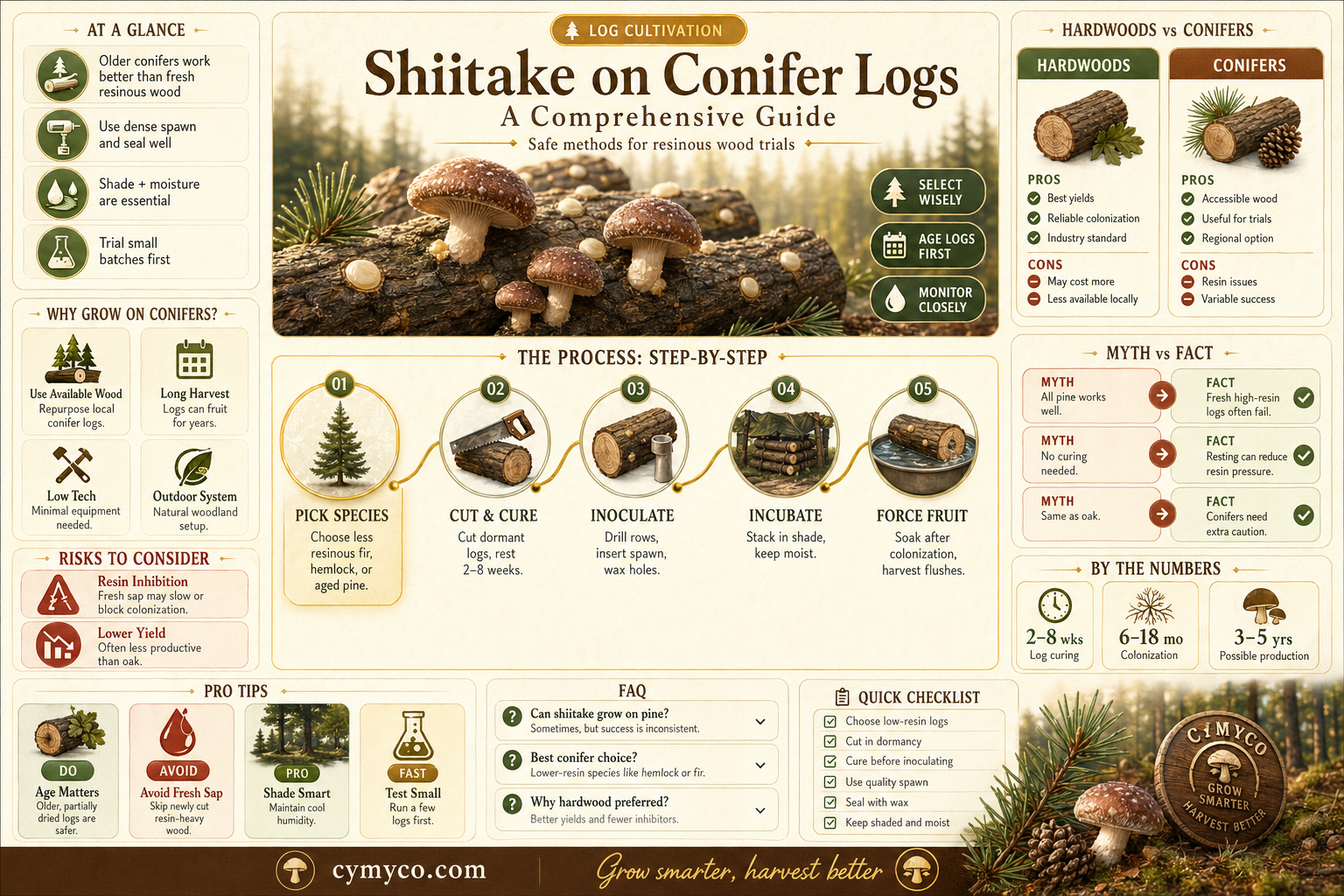 can you grow shiitake in conifer logs