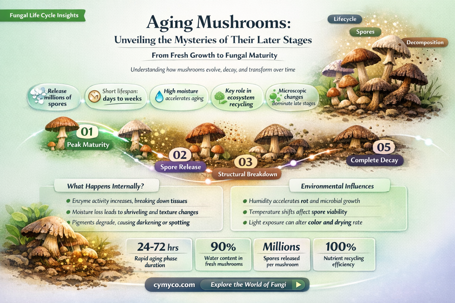 what happens to mushrooms when they get old