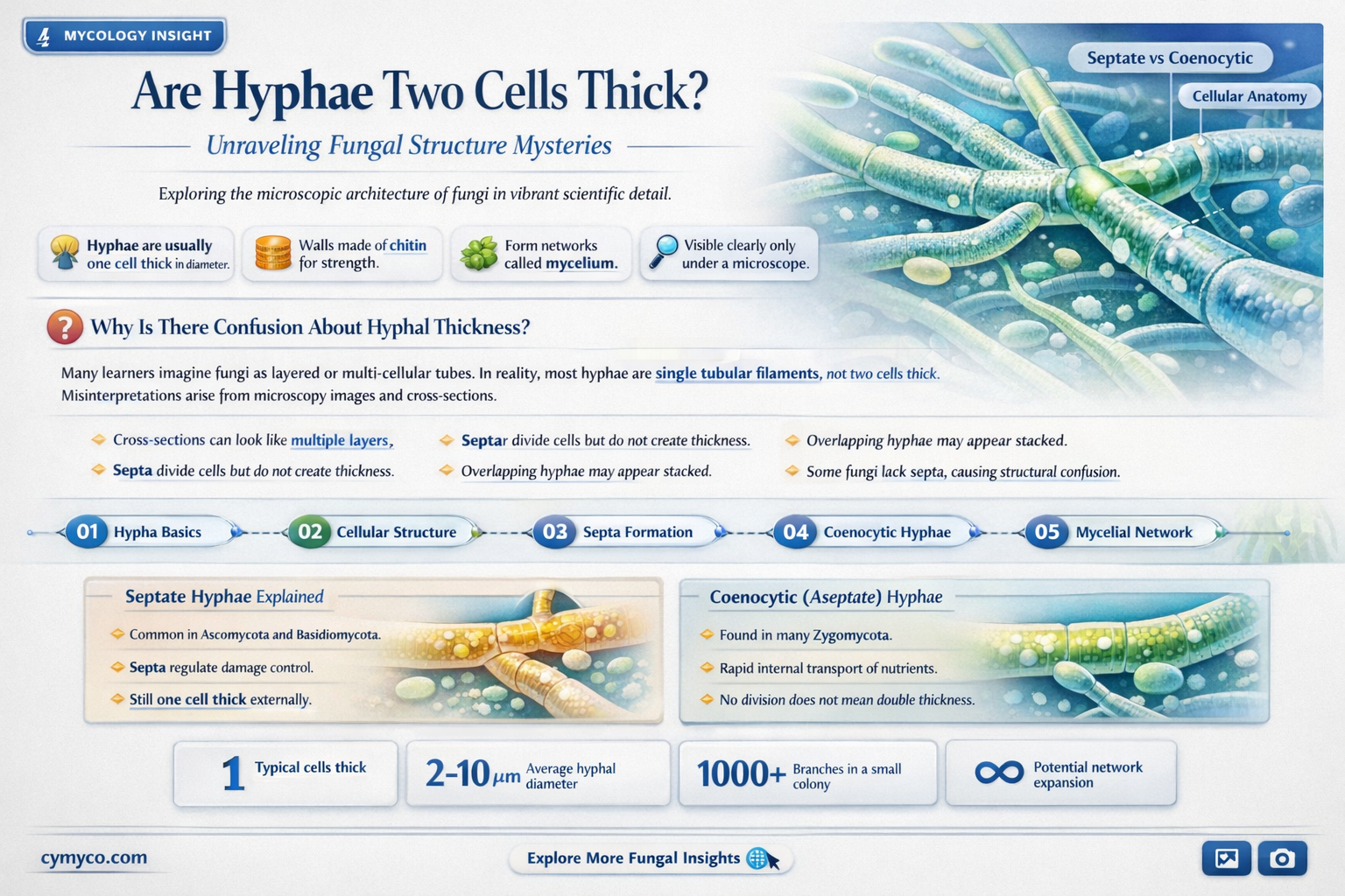 are hyphae two cells thick
