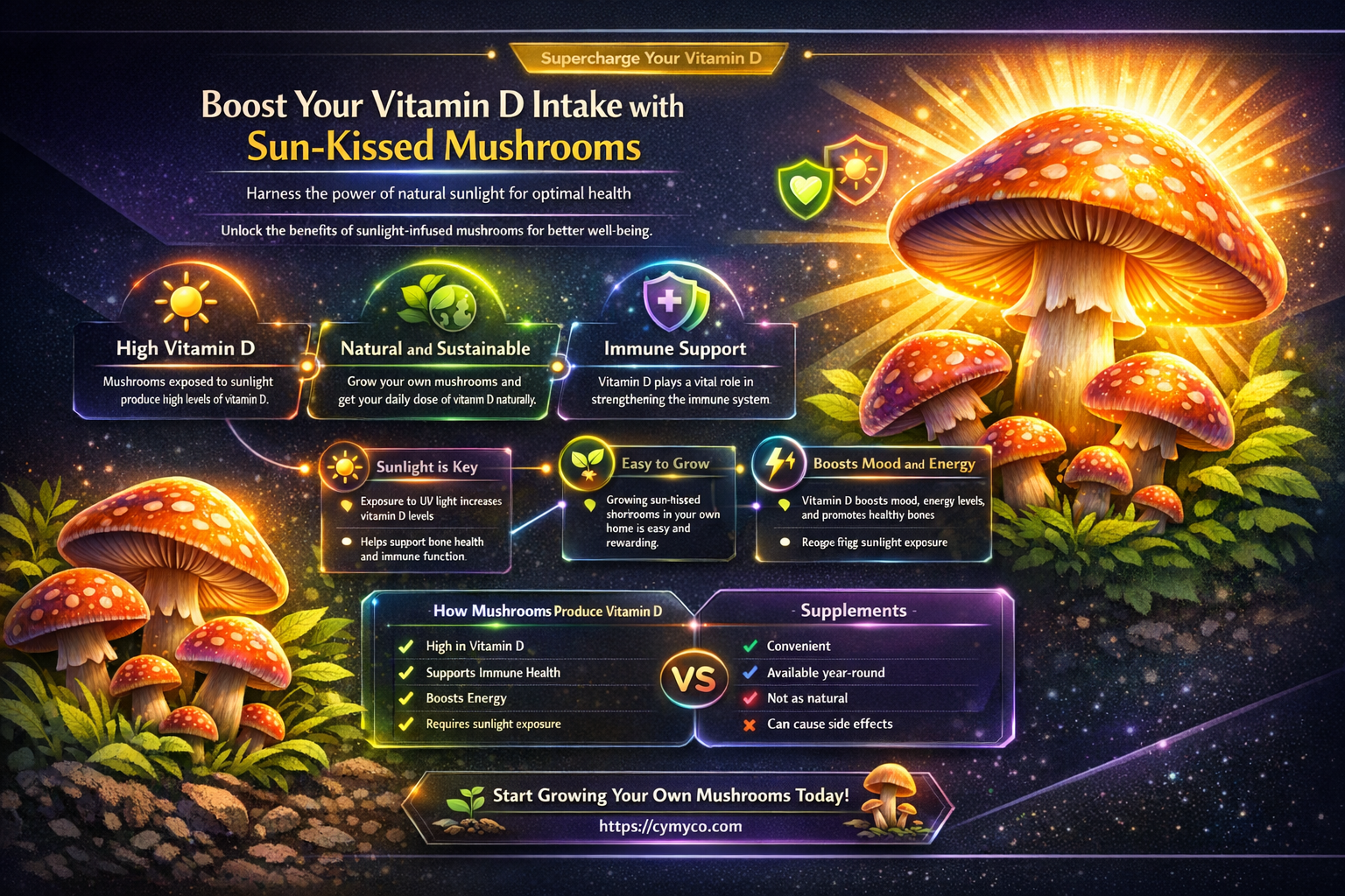 how to get vitamin d from mushrooms