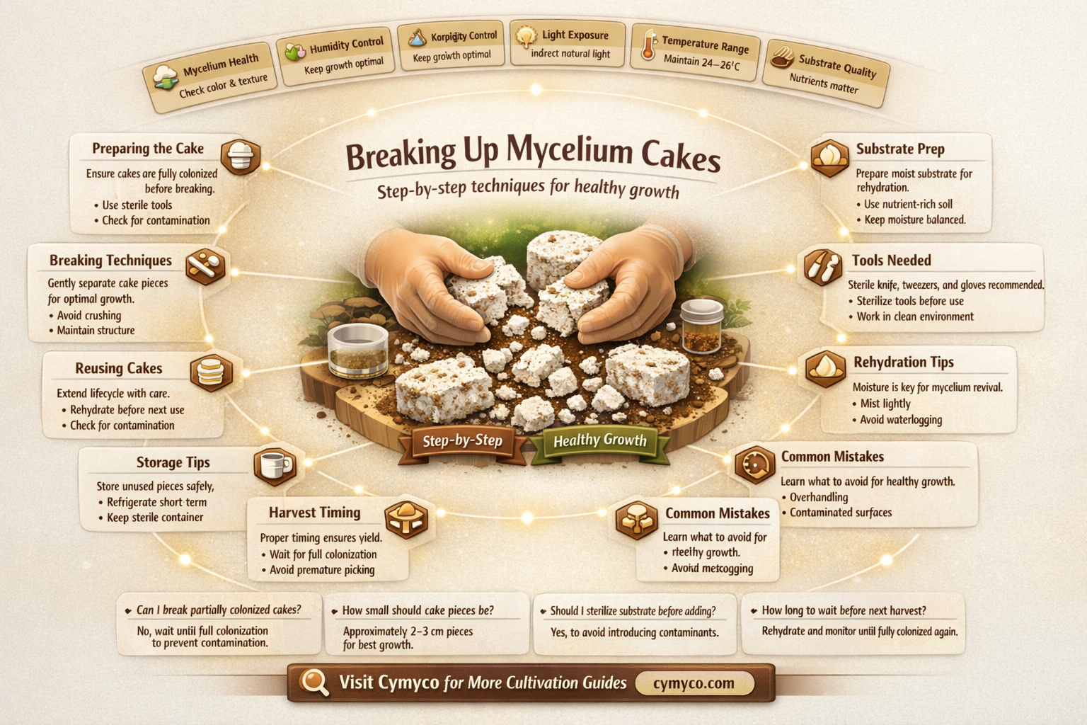 can i breaking up the mycelium cakes