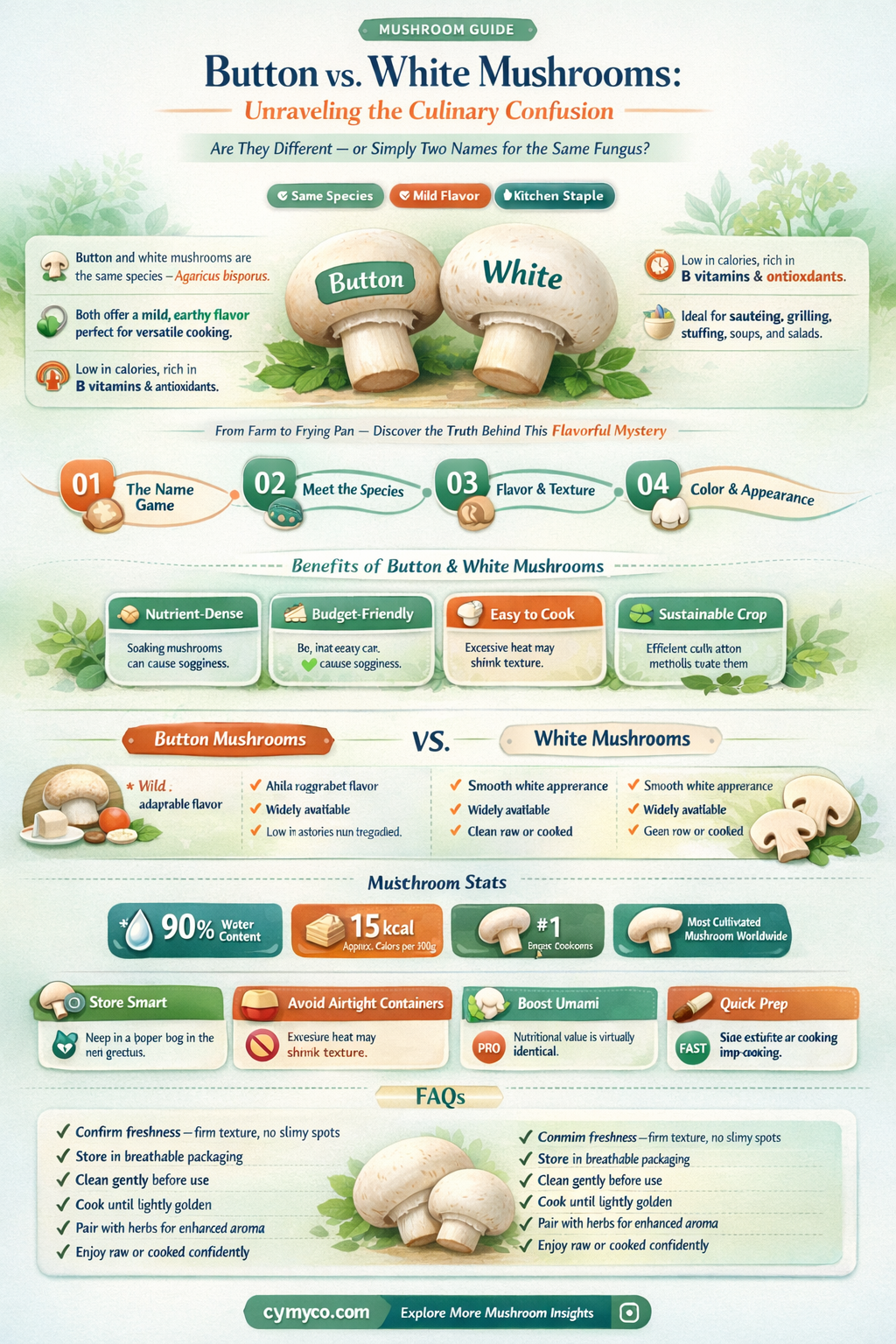 are button mushrooms the same as white mushrooms