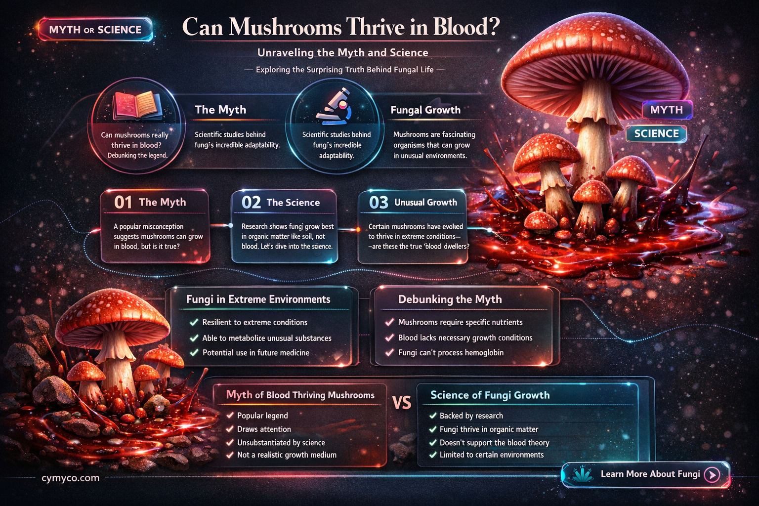 can mushrooms grow in blood