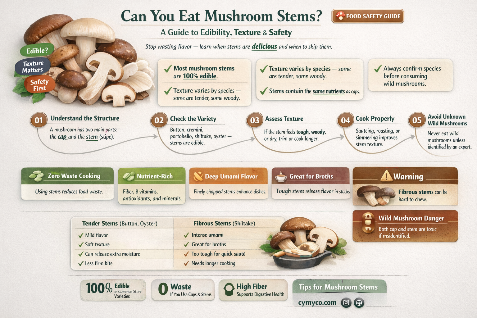 are mushroom stems edible