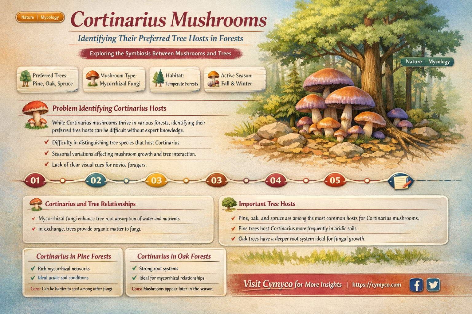 what trees are cortinarius found under