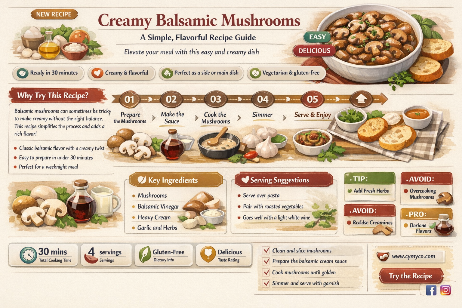 how to make creamy balsamic mushrooms