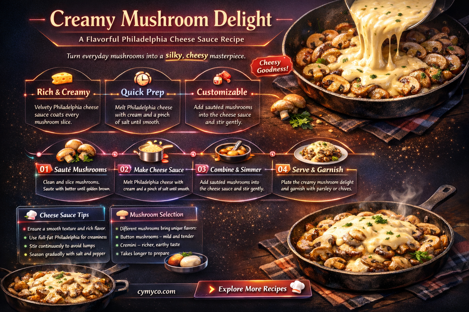 how to make creamy mushroom sauce with philadelphia