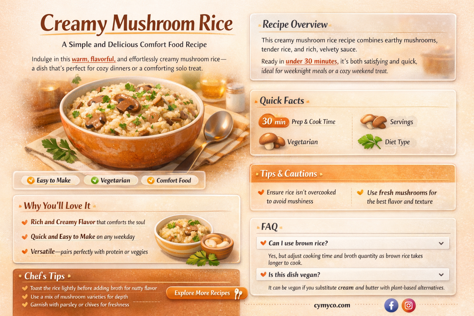 how to make creamy mushroom rice