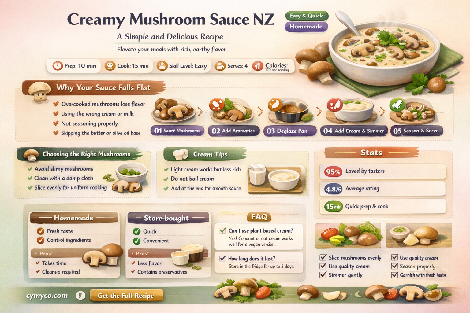 how to make creamy mushroom sauce nz
