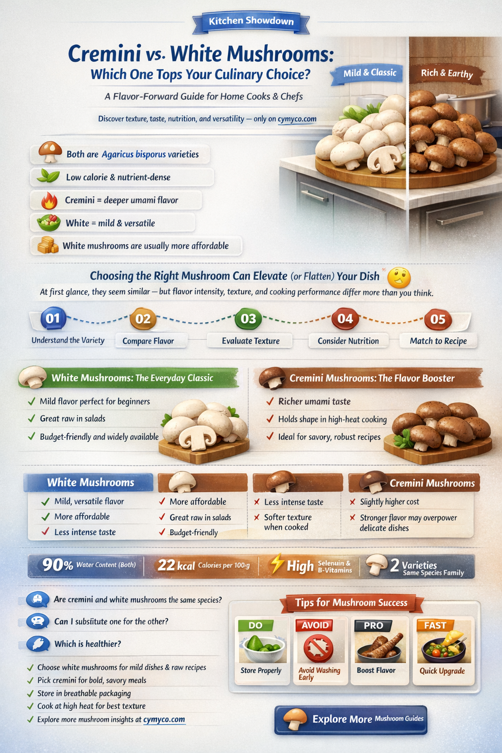 are cremini mushrooms better than white