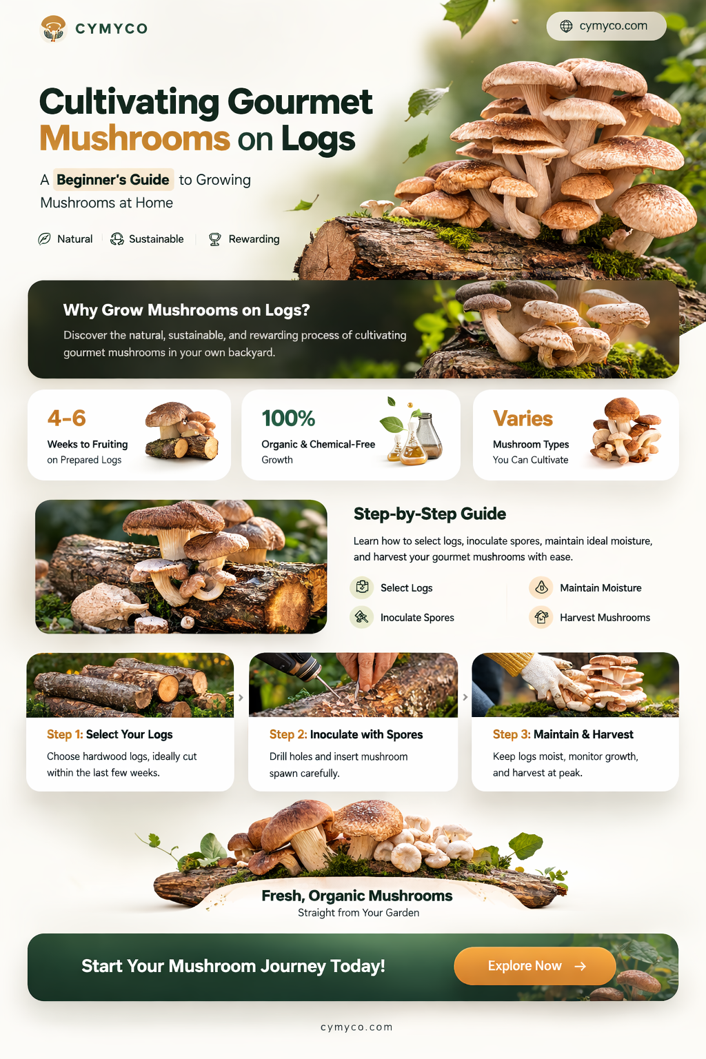 how to grow mushrooms on a log