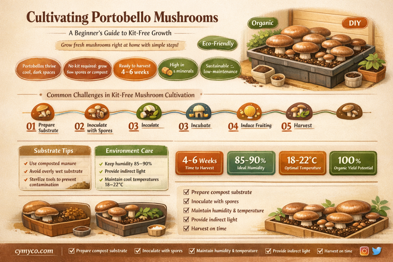 how to grow portobello mushrooms without a kit