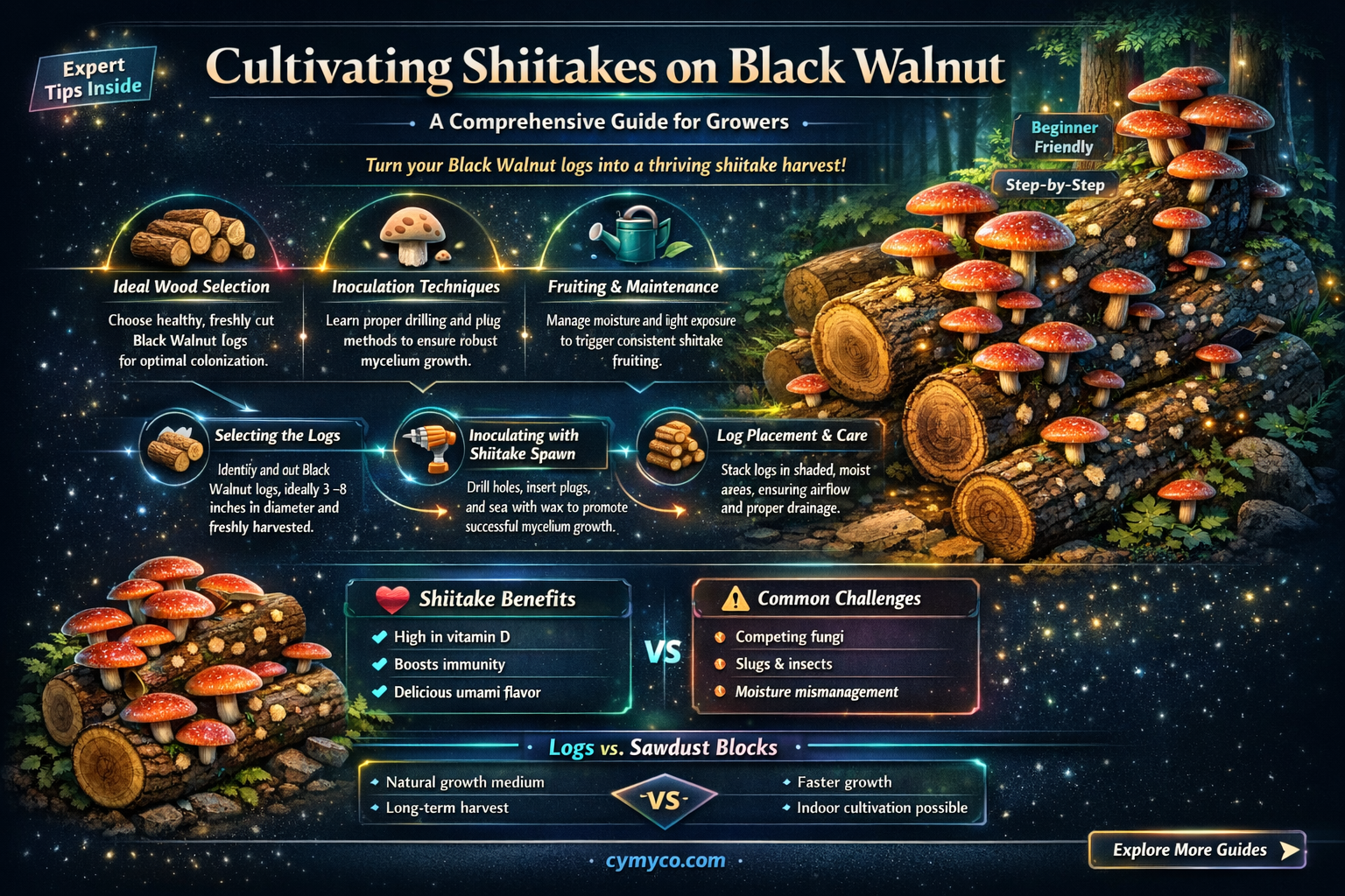 can i grow shiitakes on black walnut