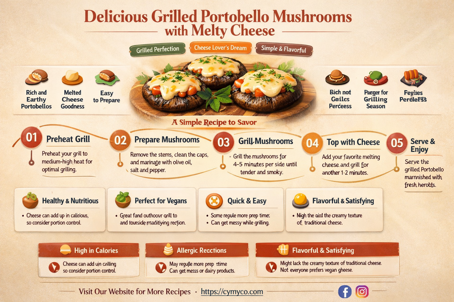 how to grill portobello mushrooms with cheese