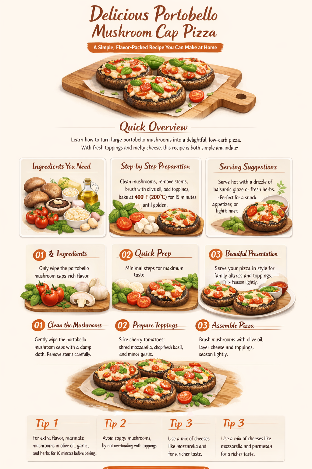 how to make portobello mushroom cap pizza