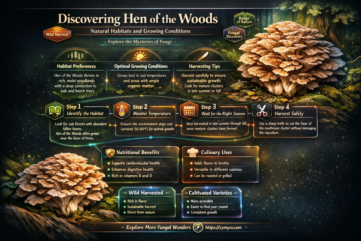 where does hen of the woods grow