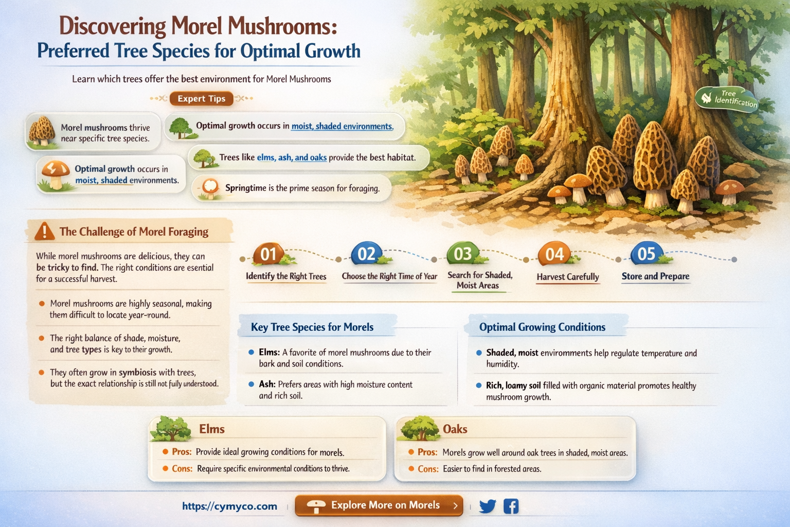 what trees do morel mushrooms grow under
