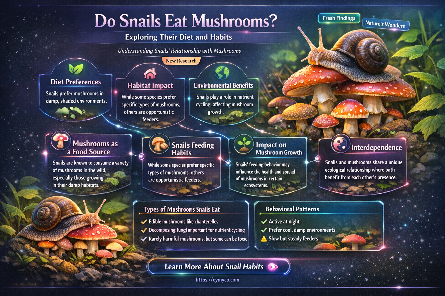 do snails eat mushrooms