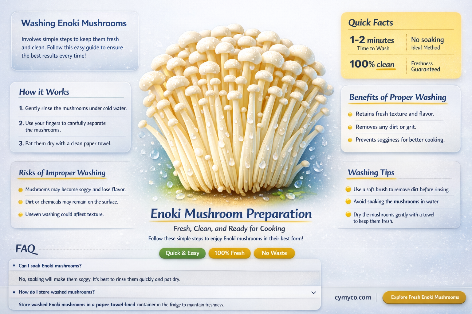 how to wash enoki mushrooms