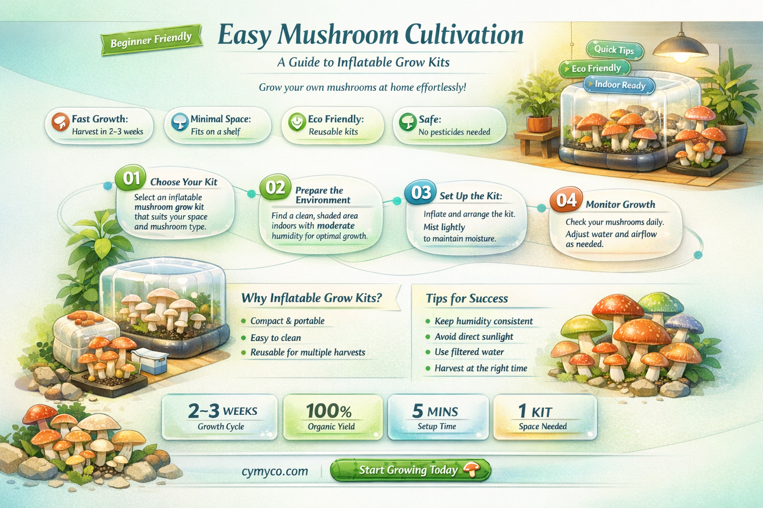how to grow mushrooms in an inflatable grow kit