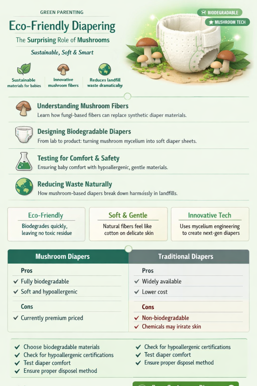 how are mushrooms used in diapers