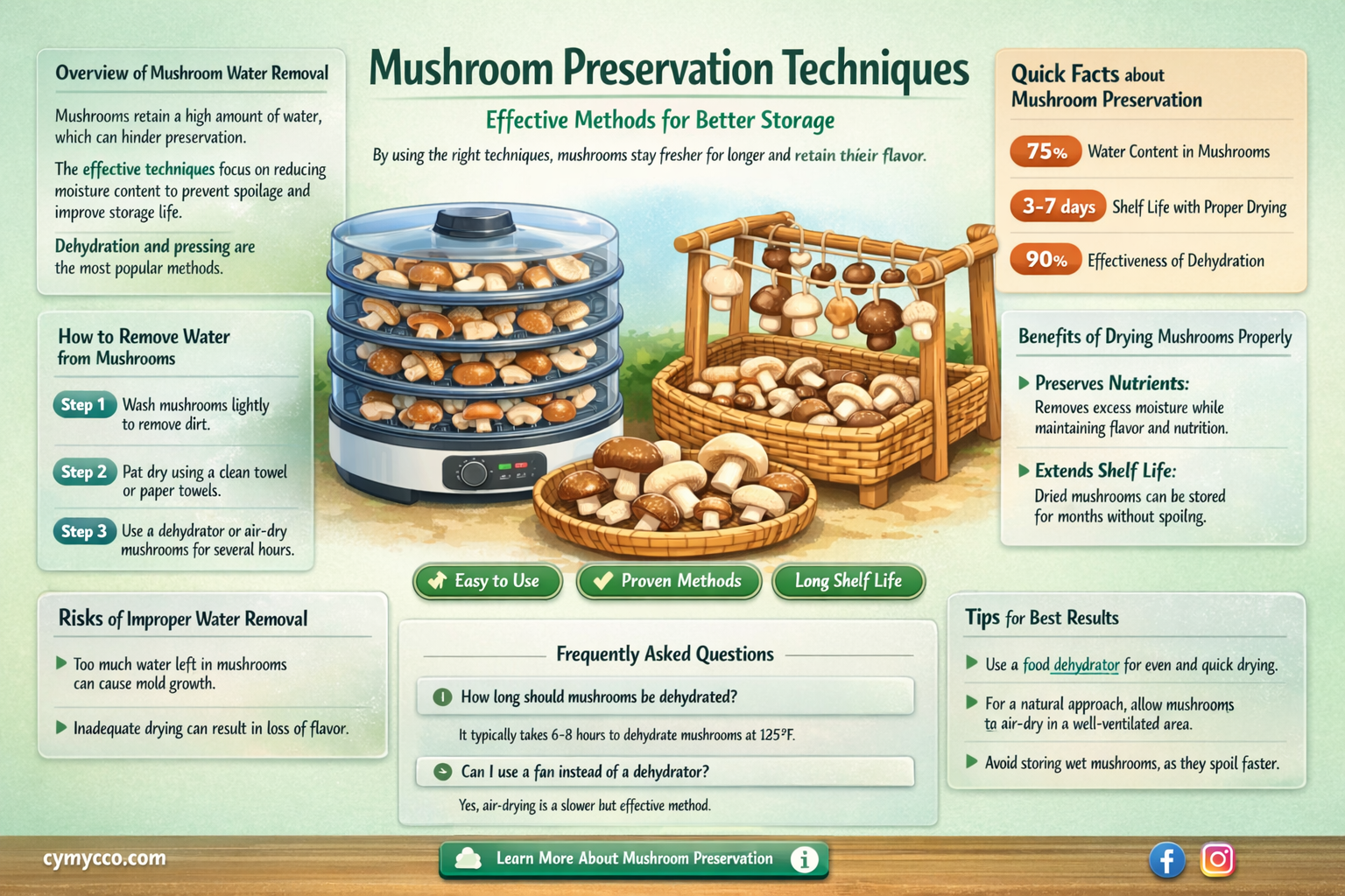 how to get water out of mushrooms