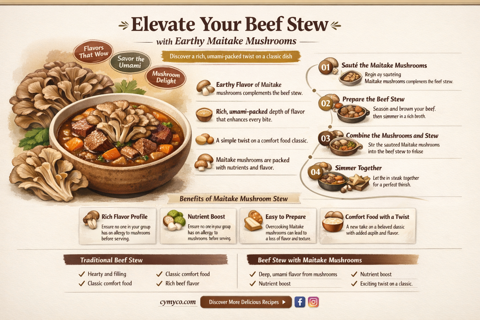how to add maitake to beef stew