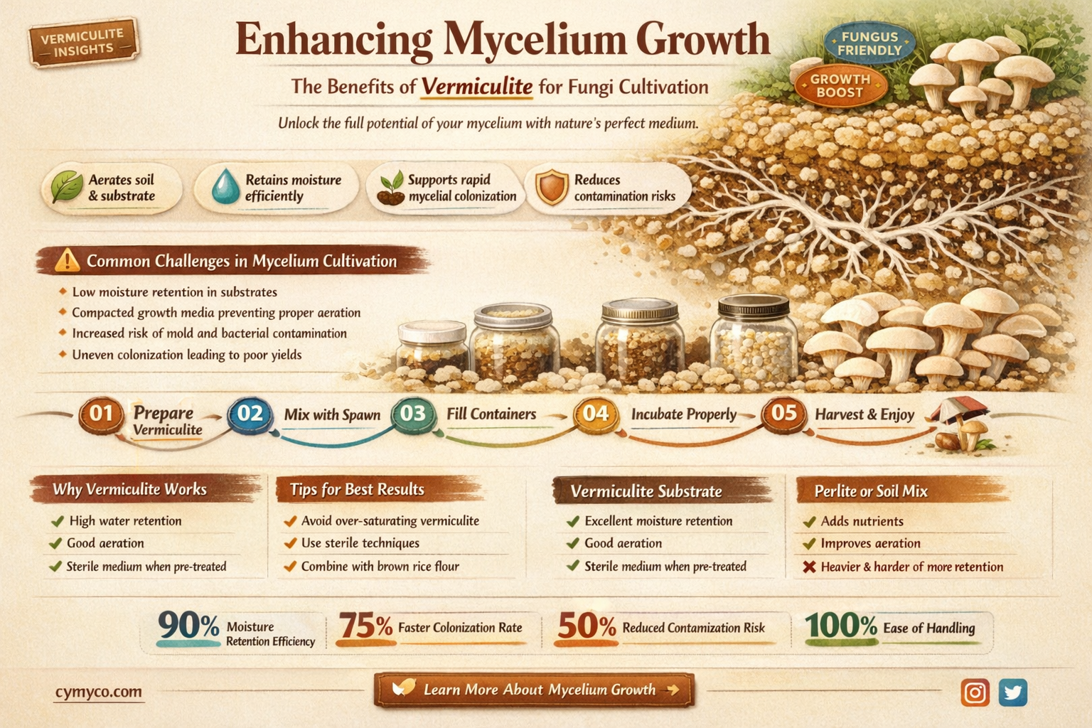 can i sprinle vermiculite on mycelium