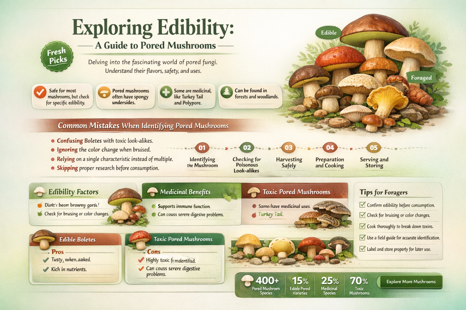 are all mushrooms with pores edible