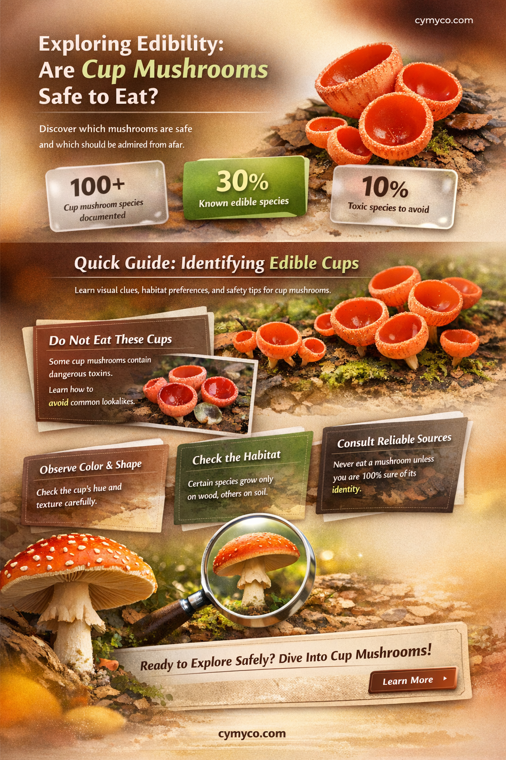 are cup mushrooms edible