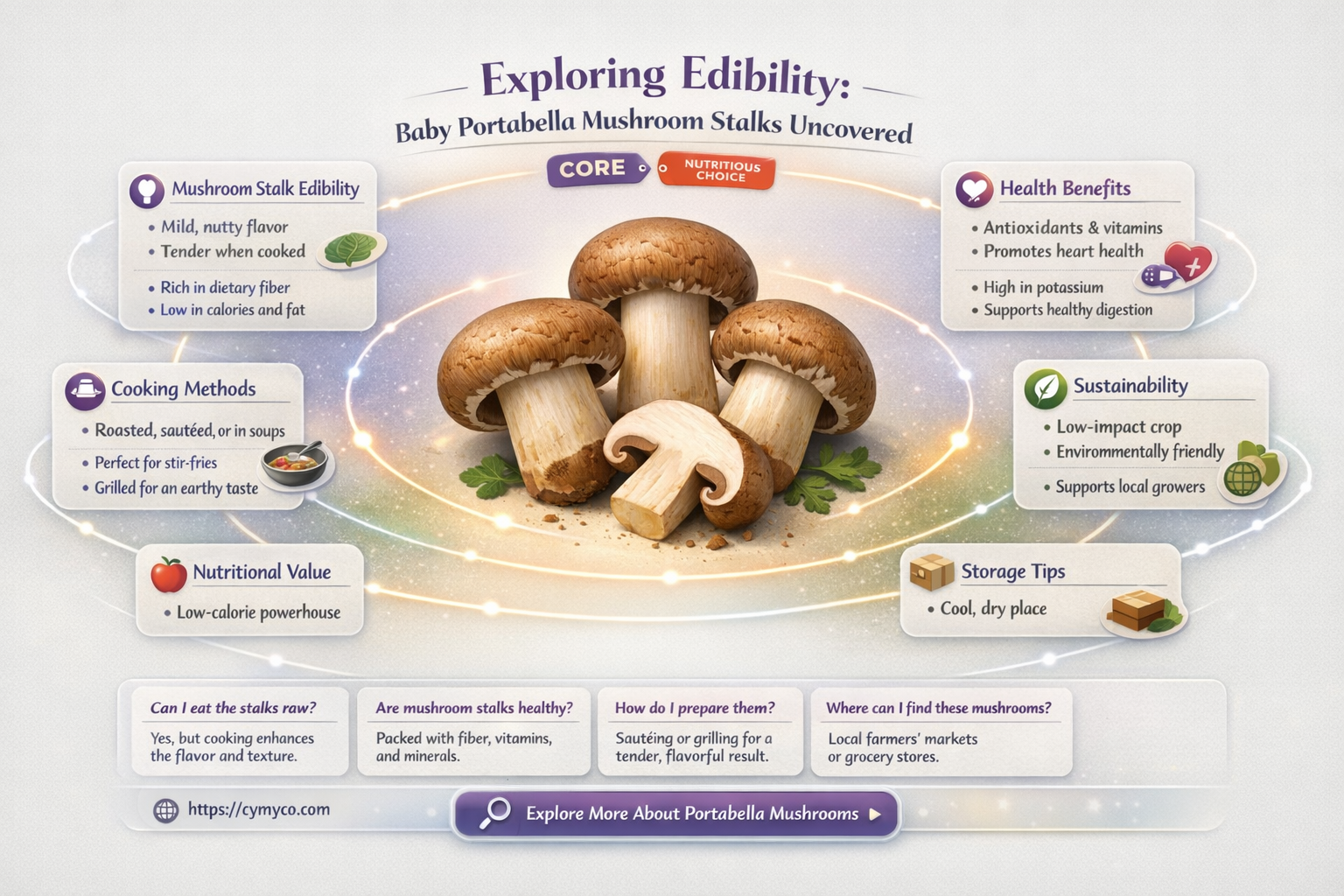 are baby portabella mushroom stalks edible