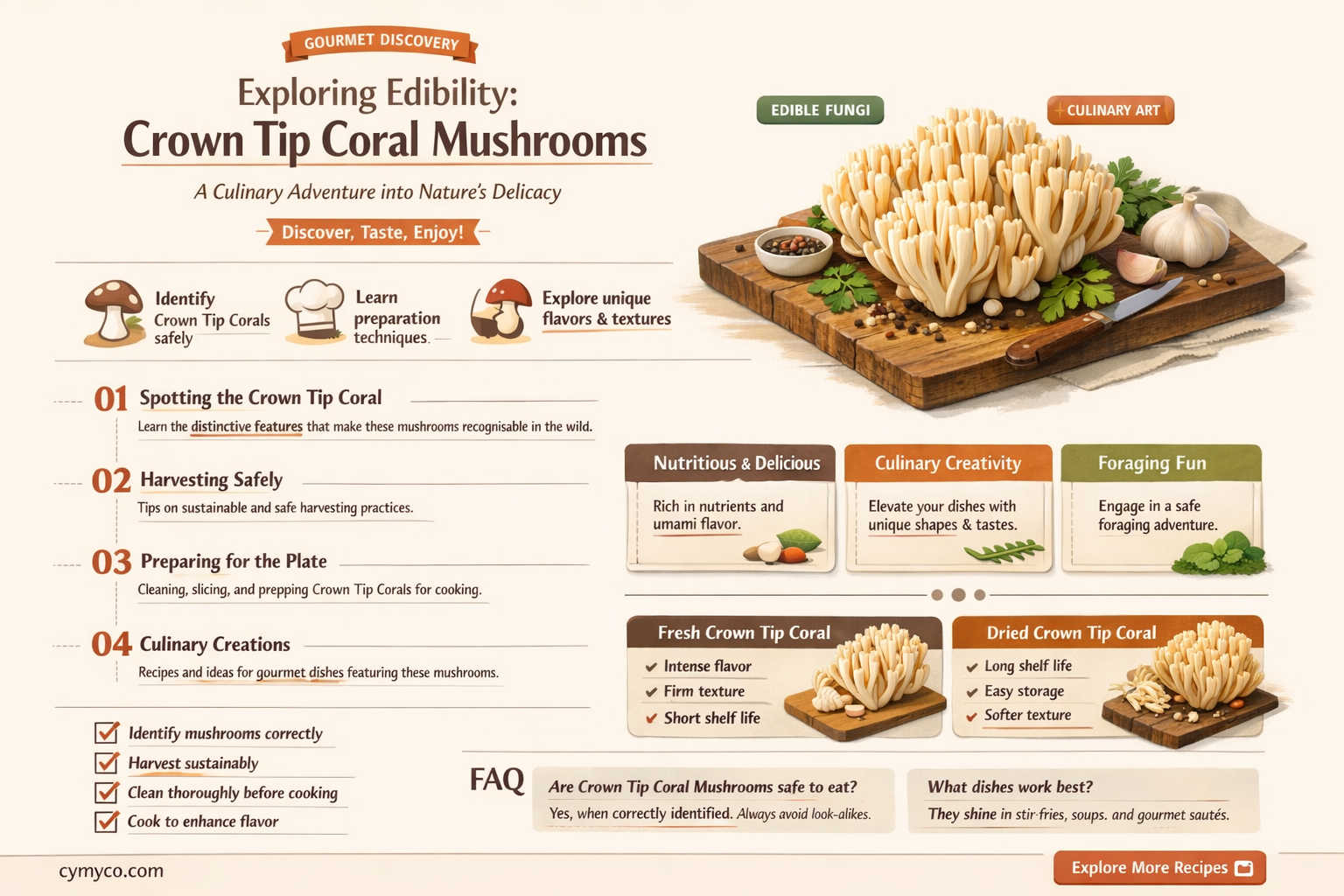 are crown tip coral mushrooms edible