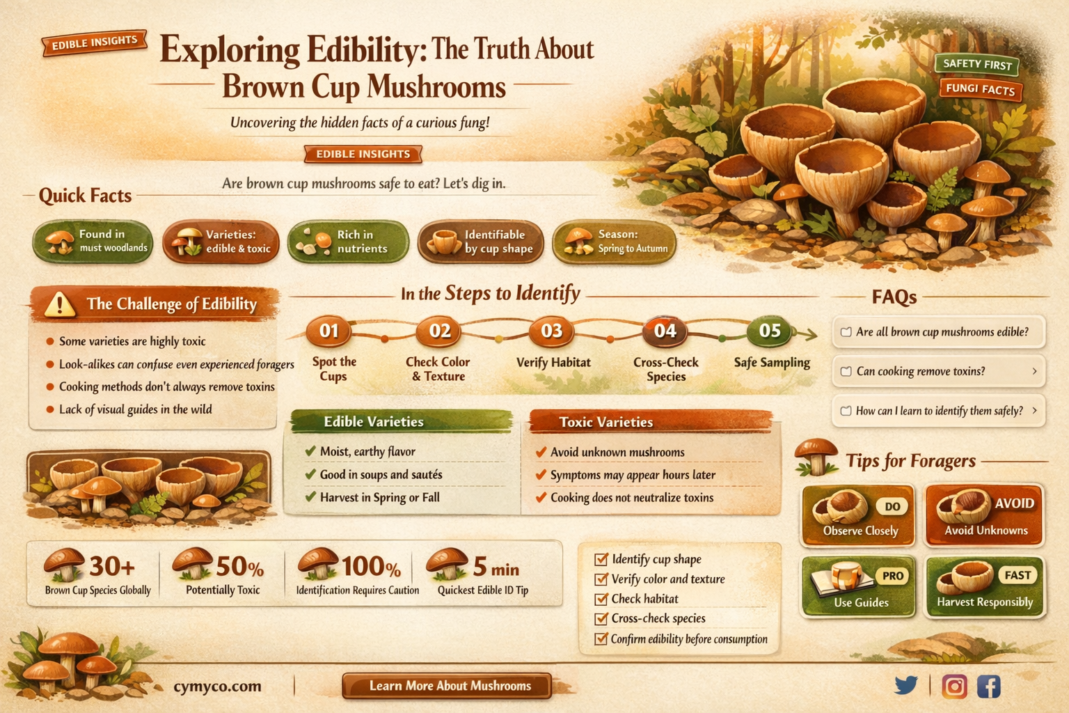 are brown cup mushrooms edible