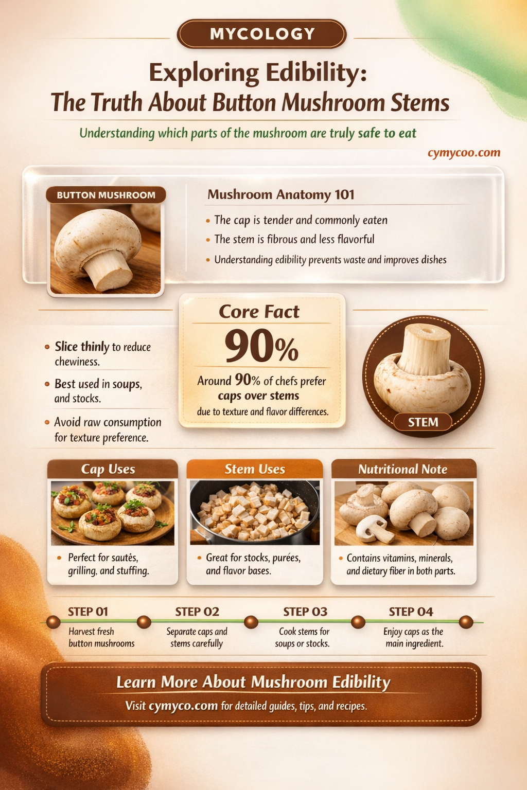 are buttom mushroom stems edible