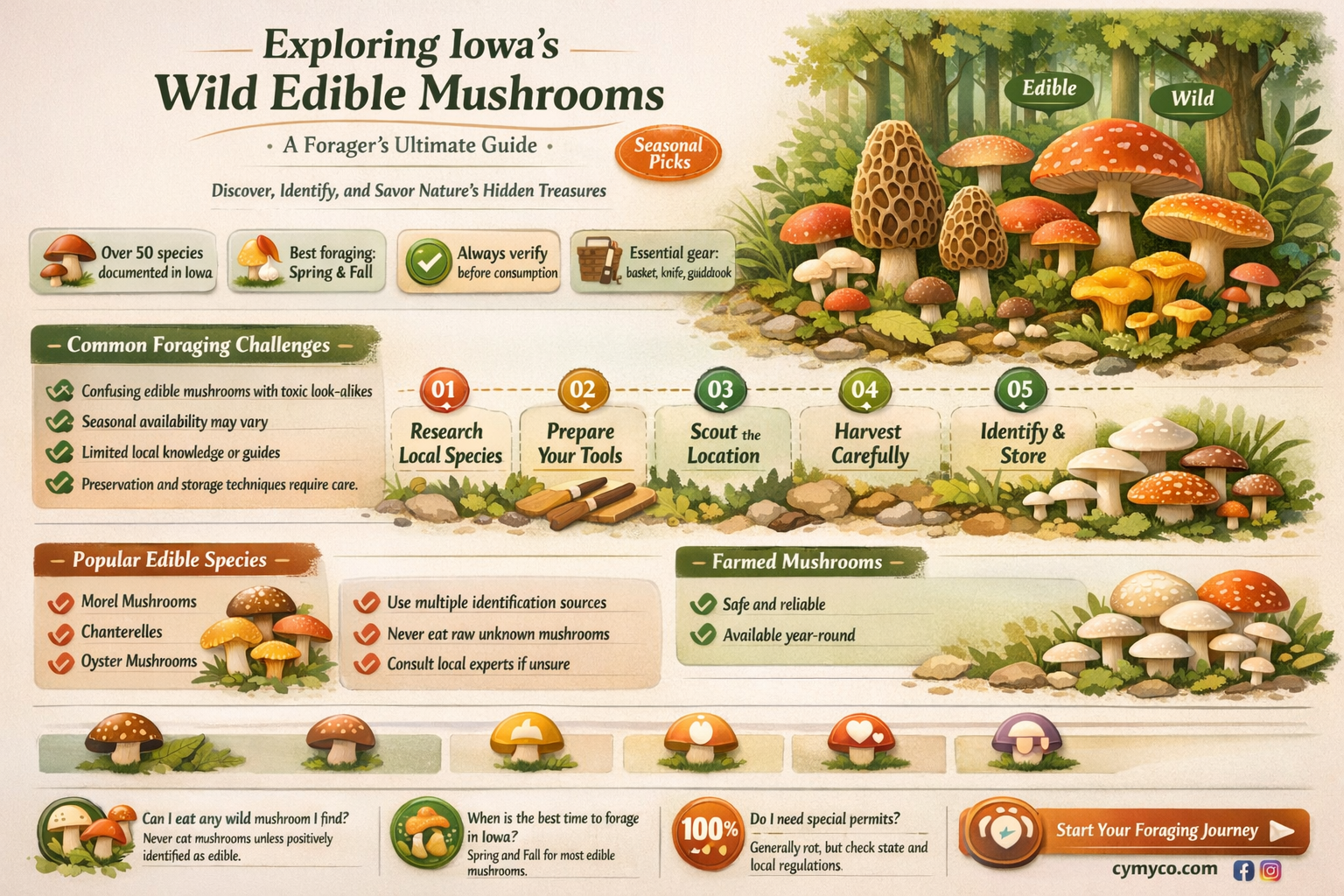 where to find edible mushrooms in iowa
