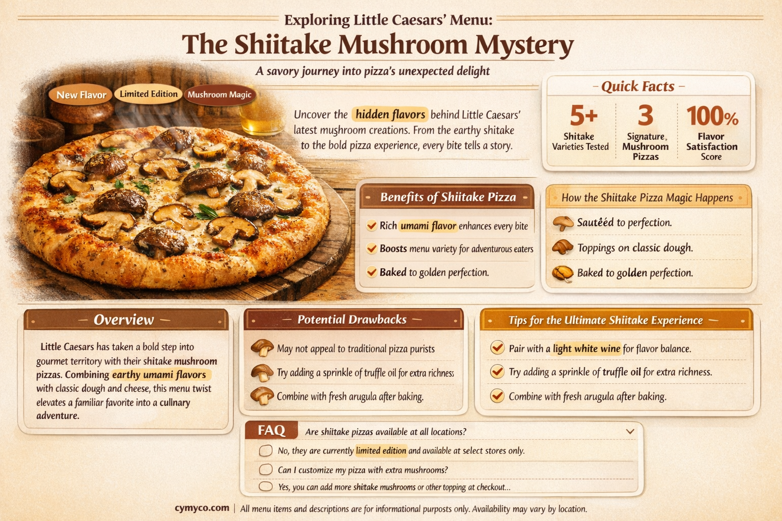does little caesars use shiitake mushrooms