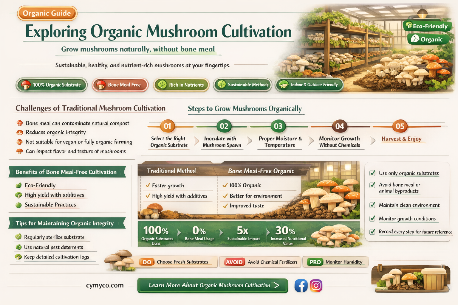 can mushrooms grow without bone meal