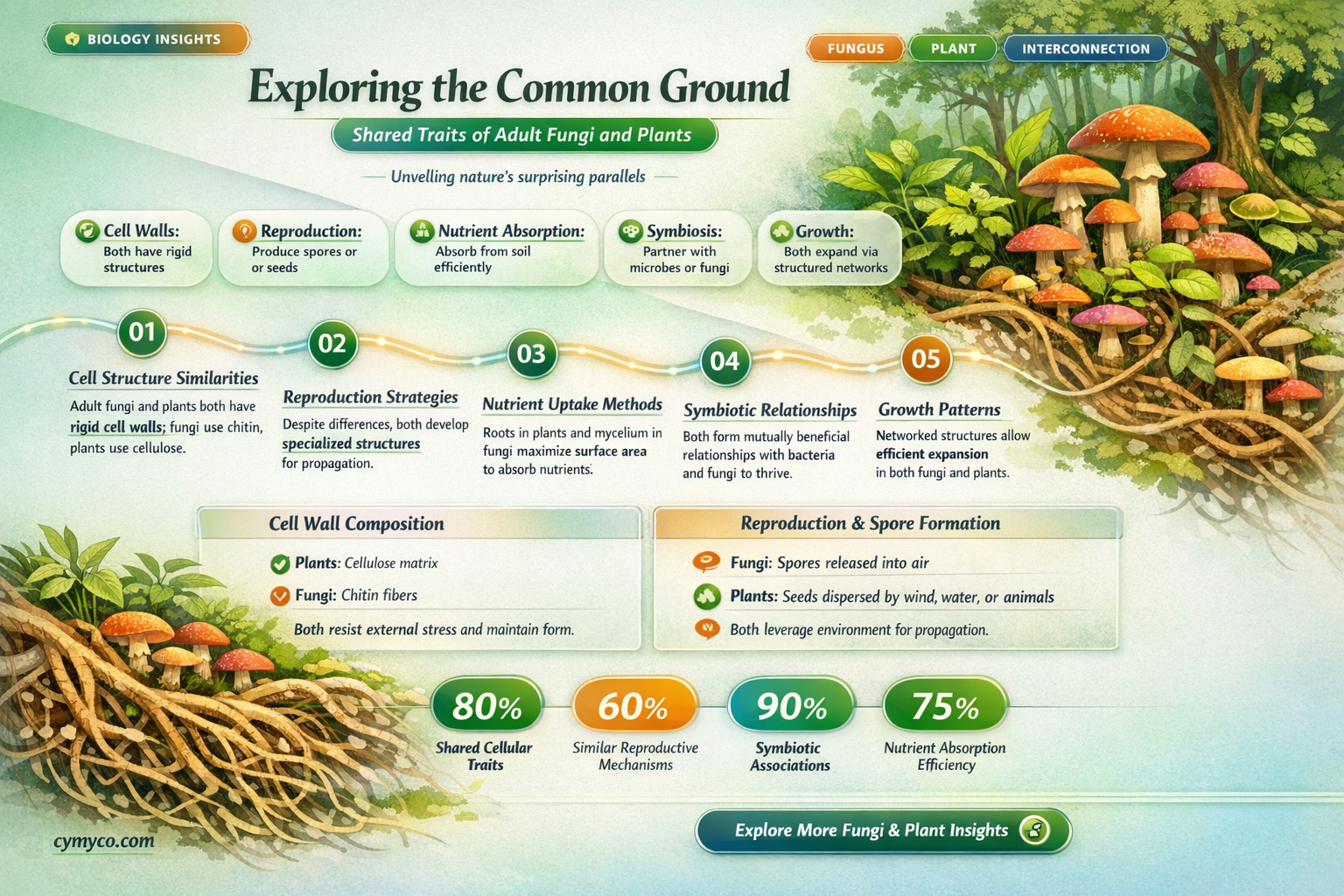 which characteristic do most adult fungi and plants share