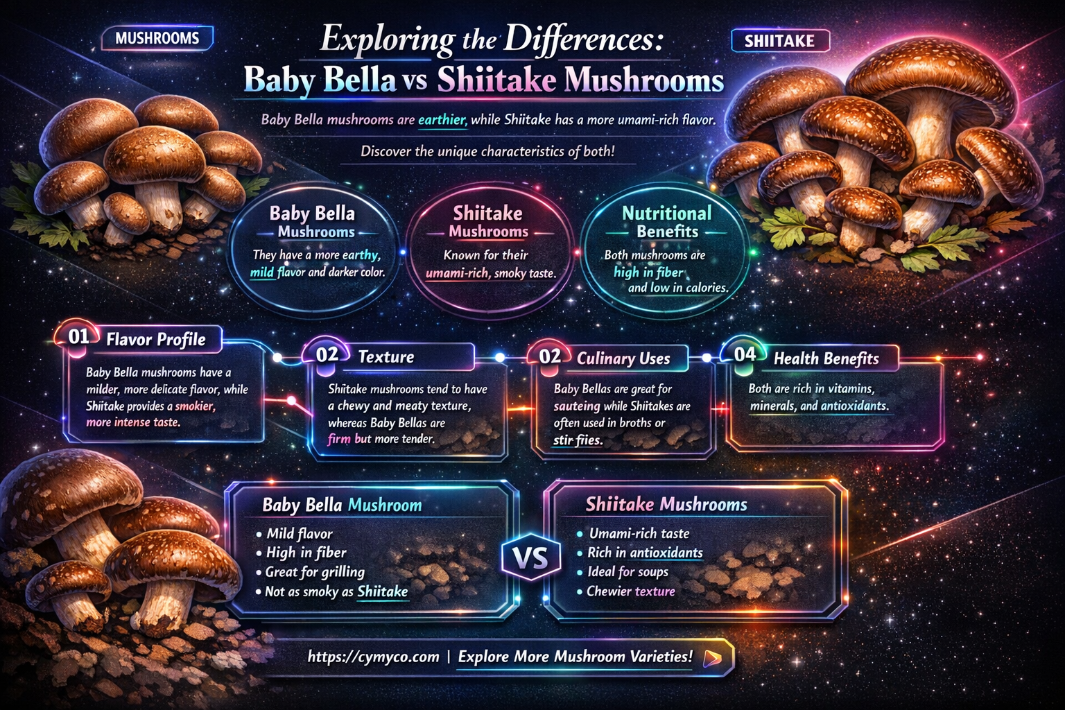 are baby bella and shiitake the same