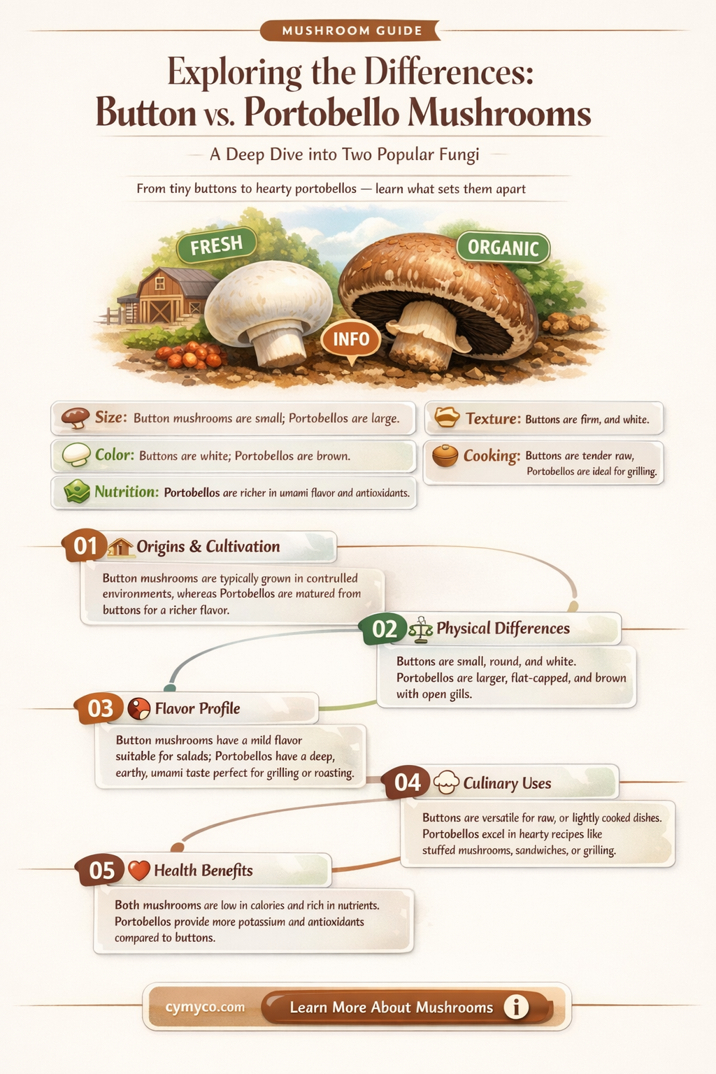 are button and portobello mushrooms the same