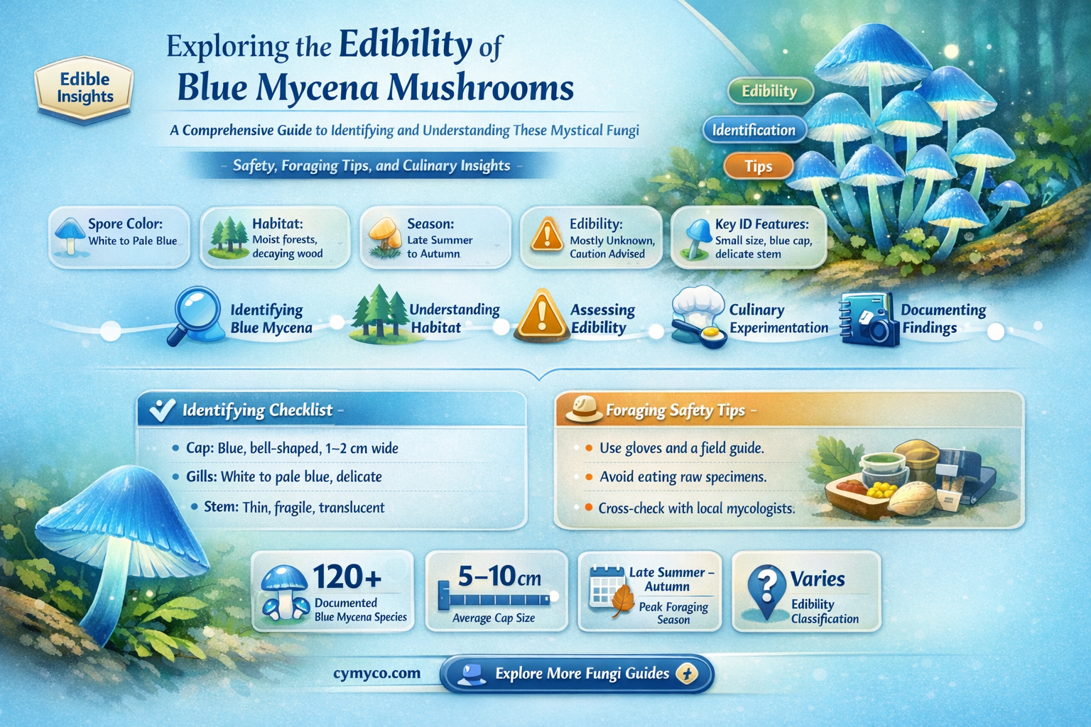 are blue mycena mushroom edible