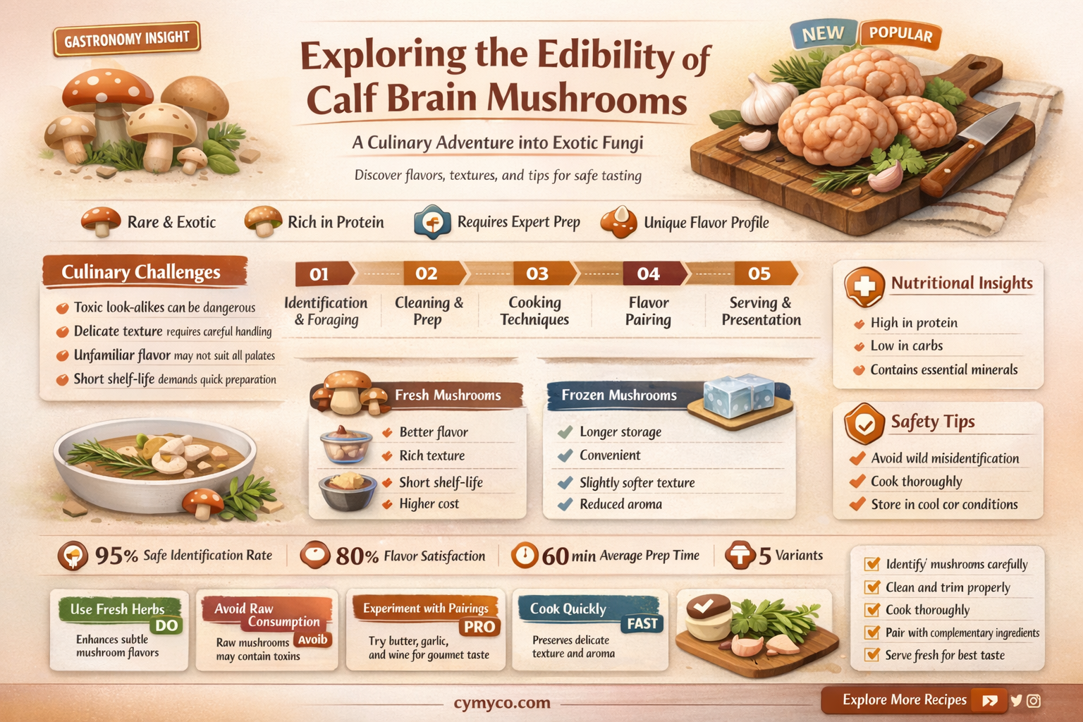 are calf brain mushrooms edible