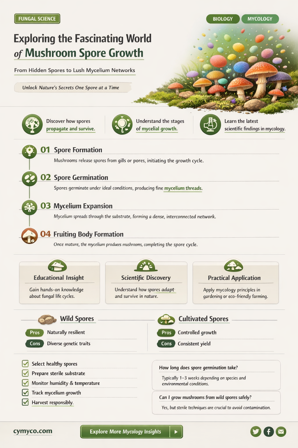 can mushrooms grow spores