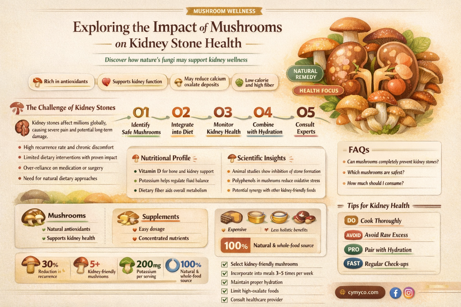 are mushrooms good or bad for kidney stones