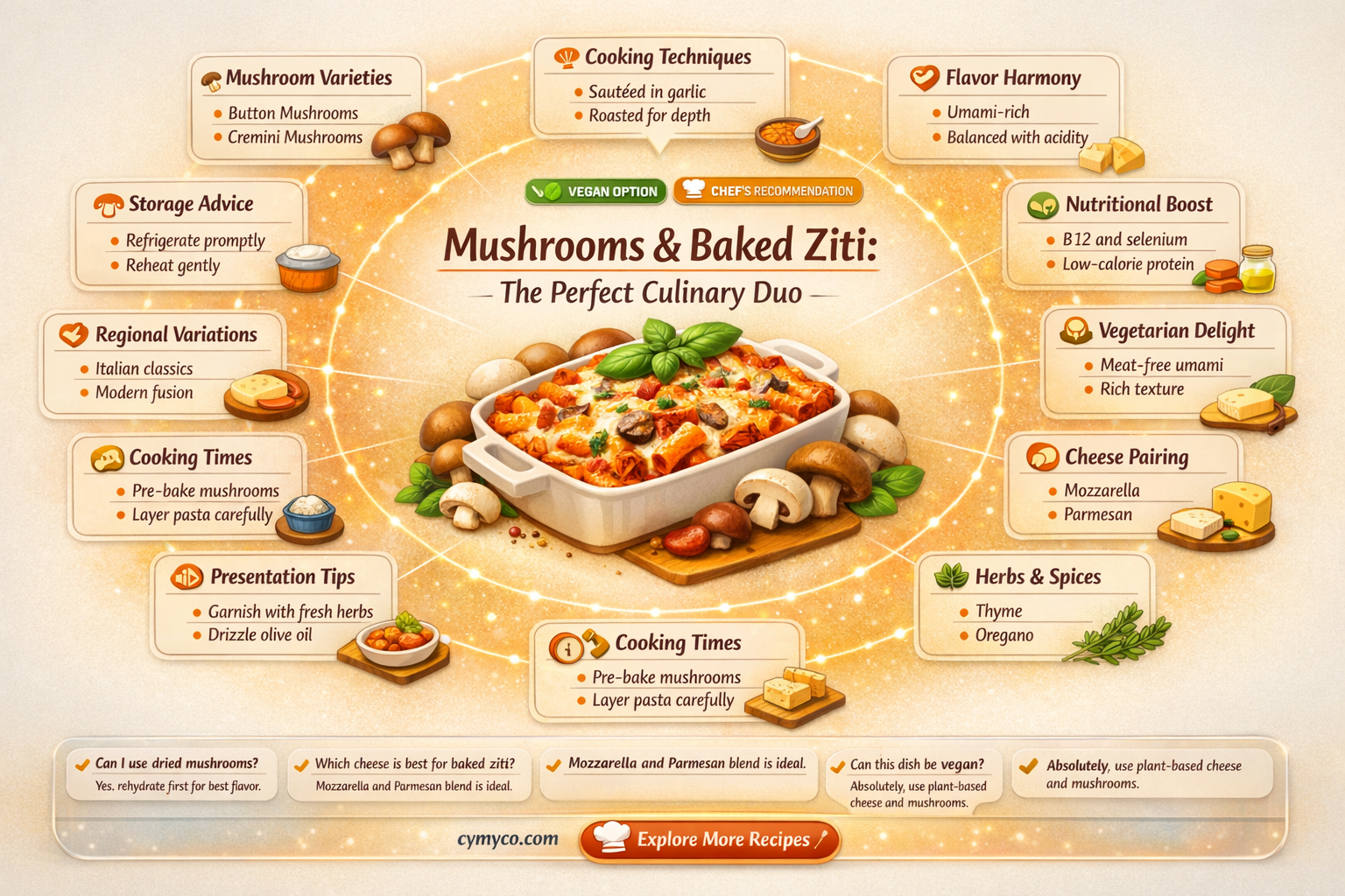 does everlasting life use mushrooms in baked ziti