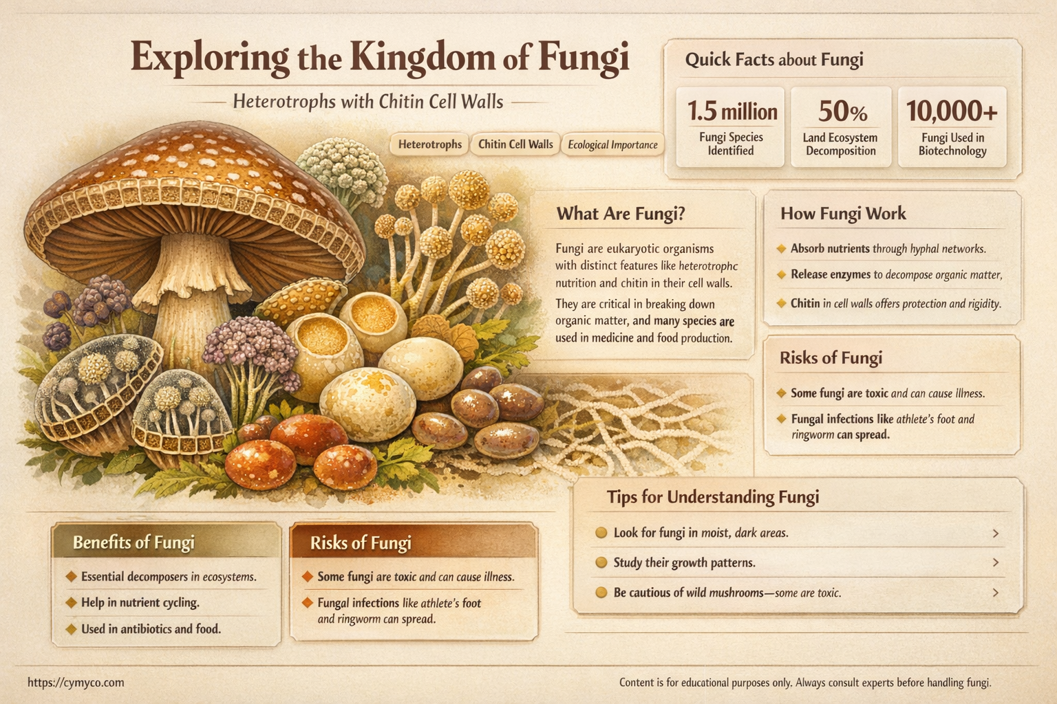 which kingdom contains heterotrophs with cell walls of chitin