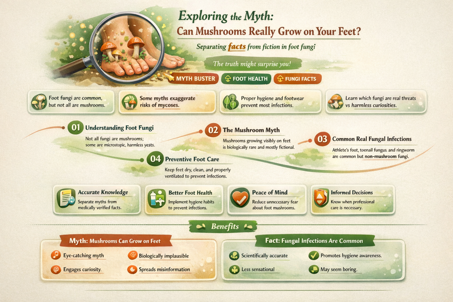 can mushrooms grow on your feet