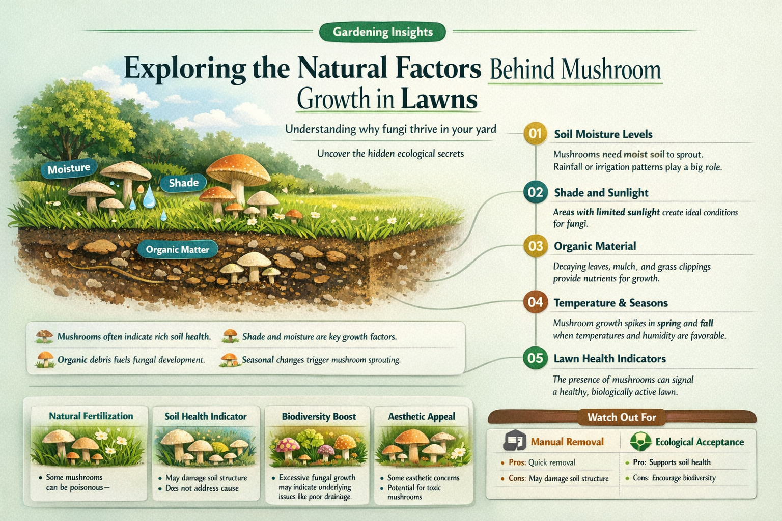 what causes mushrooms to grow in grass
