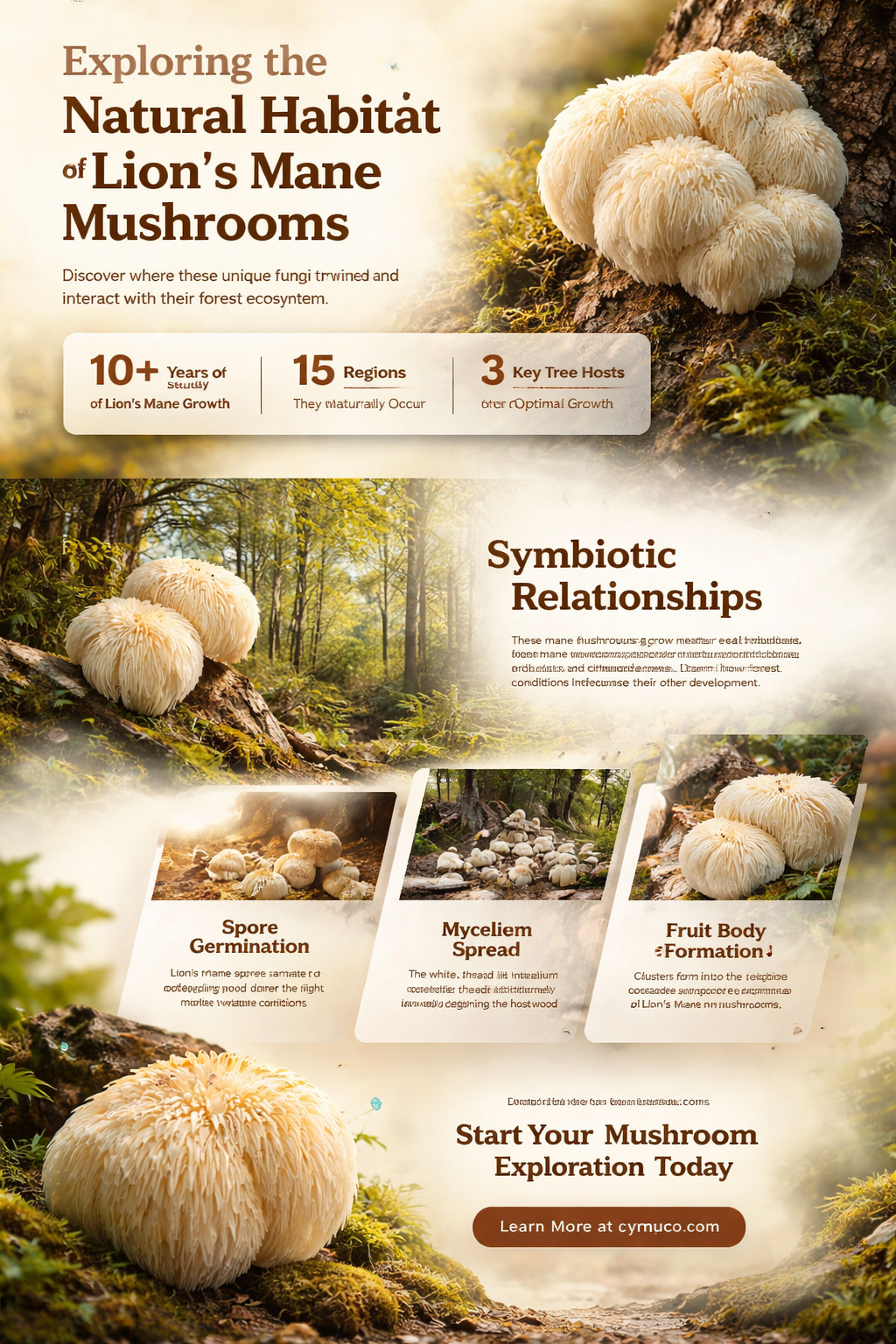 where does lion mane mushrooms grow